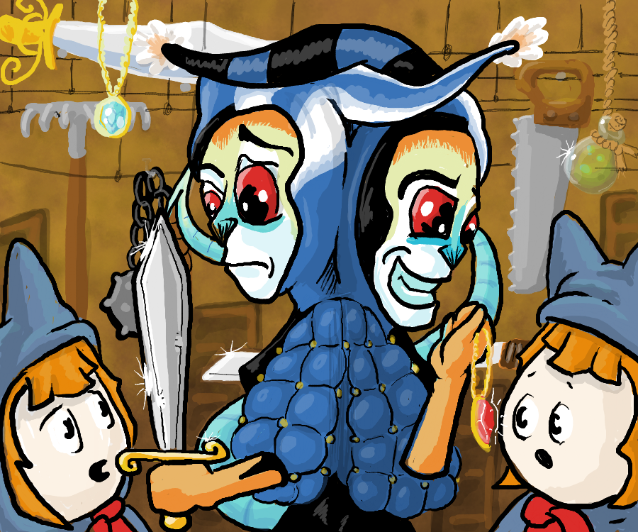 The Stranger leads the Stray down a narrow alley to a small door and enters the next room. The Stranger explains that this is the best room in all the labyrinth in that it contains many items one needs and many items one wants though it isn't clear which is which and only a single item may be taken upon leaving.