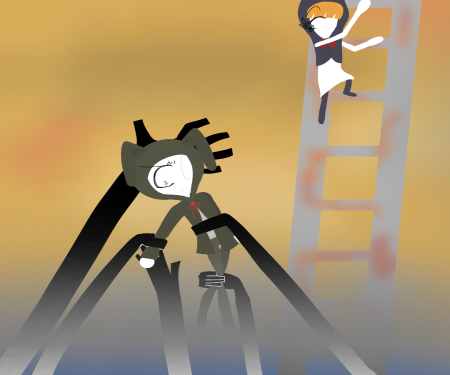 (i learned the hard way that chutney panels arent 1:1 aspect... ignore the goofy ass stretch)
Room 15: our stray decides to climb down with the stranger (offscreen) & they go deeper in the labyrinth, but they find another person struggling. it seems that the ladder leads to the next room, but that's only if you can sneak past these hand-things. it does look like the stray was right; the labyrinth isn't kind. does the stray & stranger save him or do they sneak off & leave him as bait?